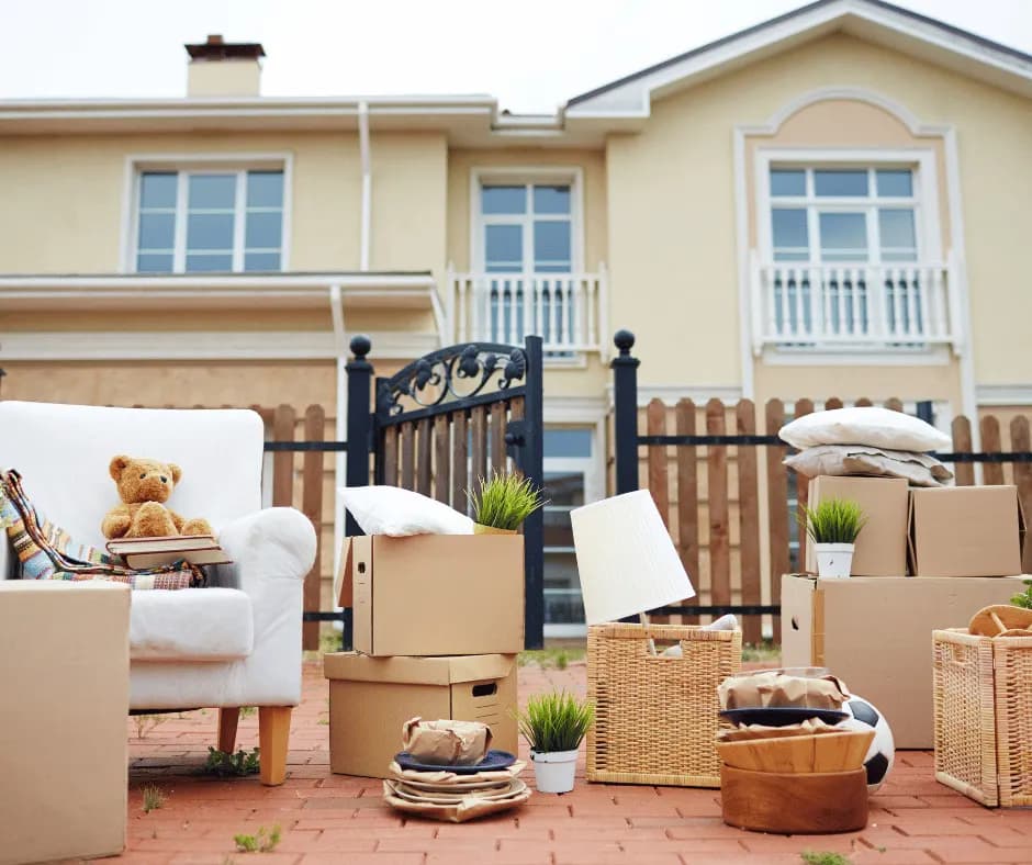 Moving boxes in a bright new home