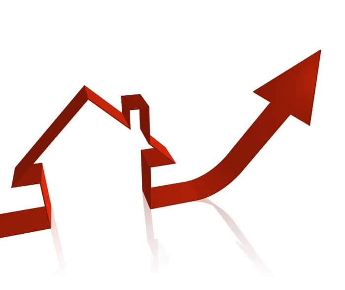 House outline with a rising arrow
