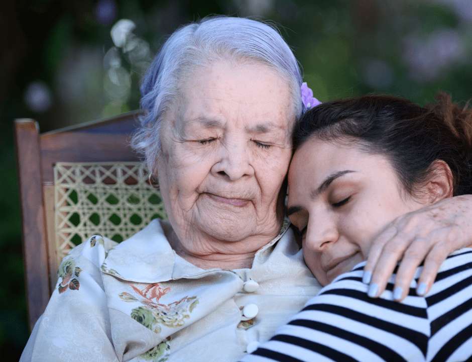 grandma hugging her grandauther