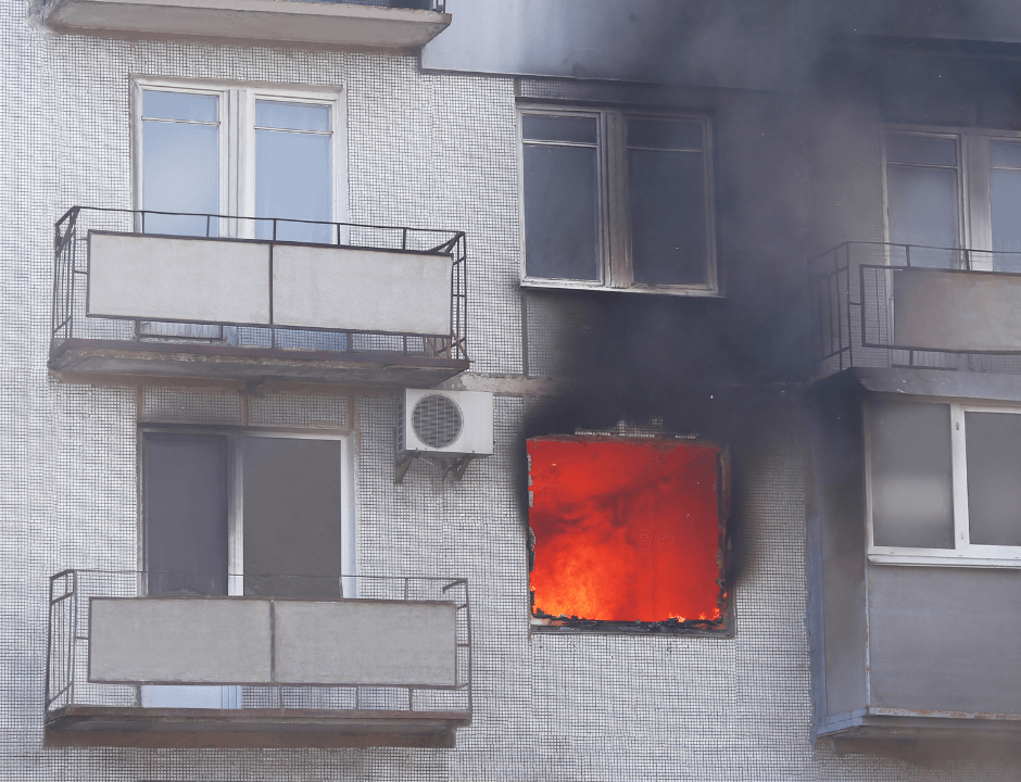 apartment on fire - property management
